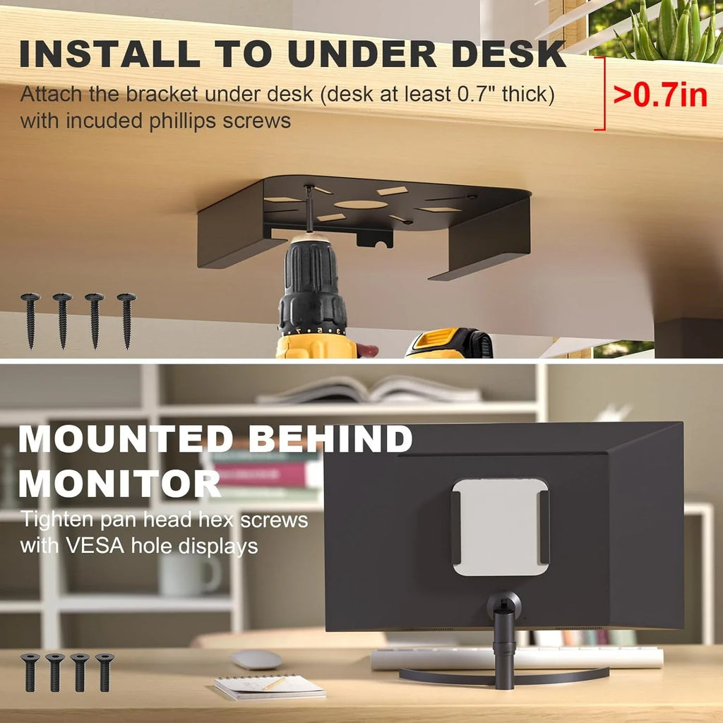 Display Bracket for Mac mini M2 Pro 2024 Under Desk Stand Holder for VESA Connection Bracket For 2010-2023 M2 Pro Wall Mount