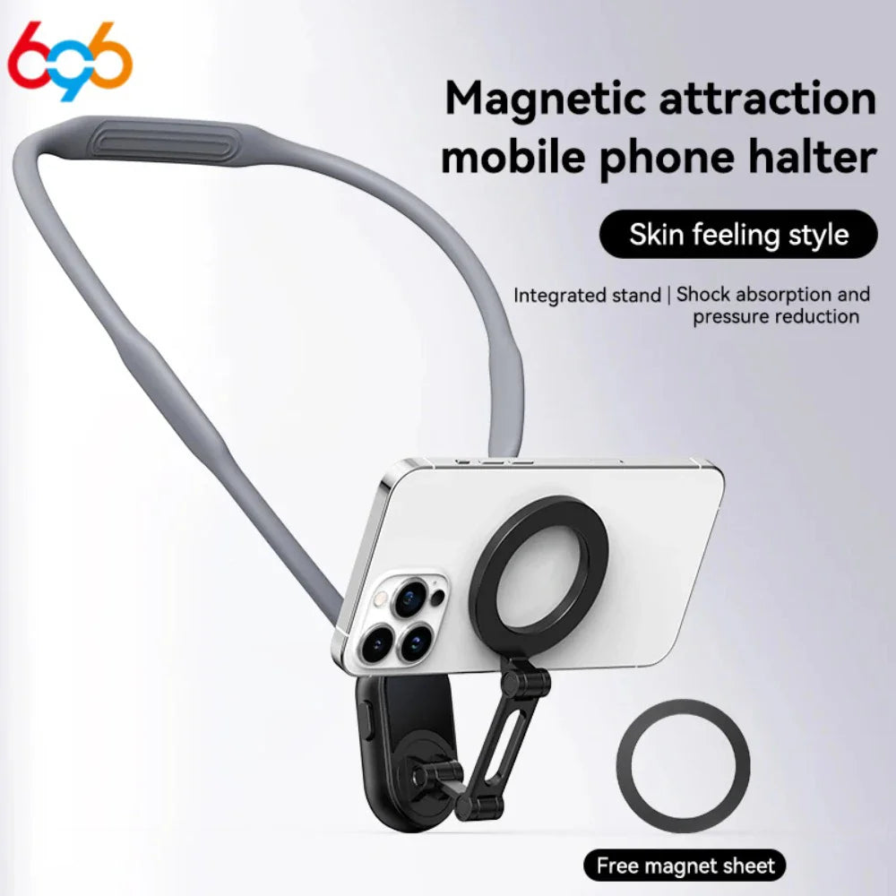 Portable Magnetic Neck Halter Mobile Phone Holder For IPhone 16 15 14 13 For Huawei For Samsung FOR Xiaomi Selfie Stand Bracket