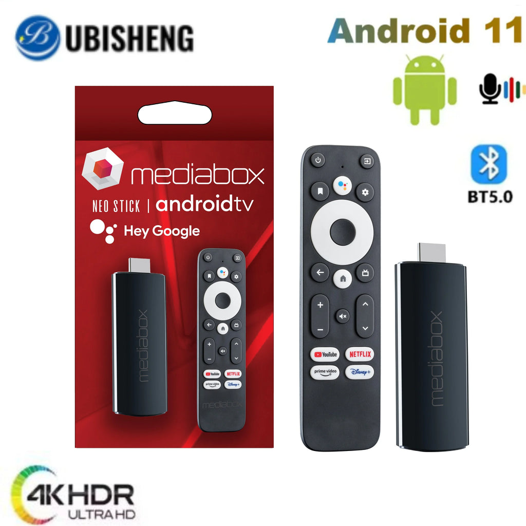 Ubisheng NEO TV Stick 4K Android TV 11 smart TV box With S905Y4 1GB RAM 8GB ROM WiFi 2.1G/5G HDR 10+ Media Player