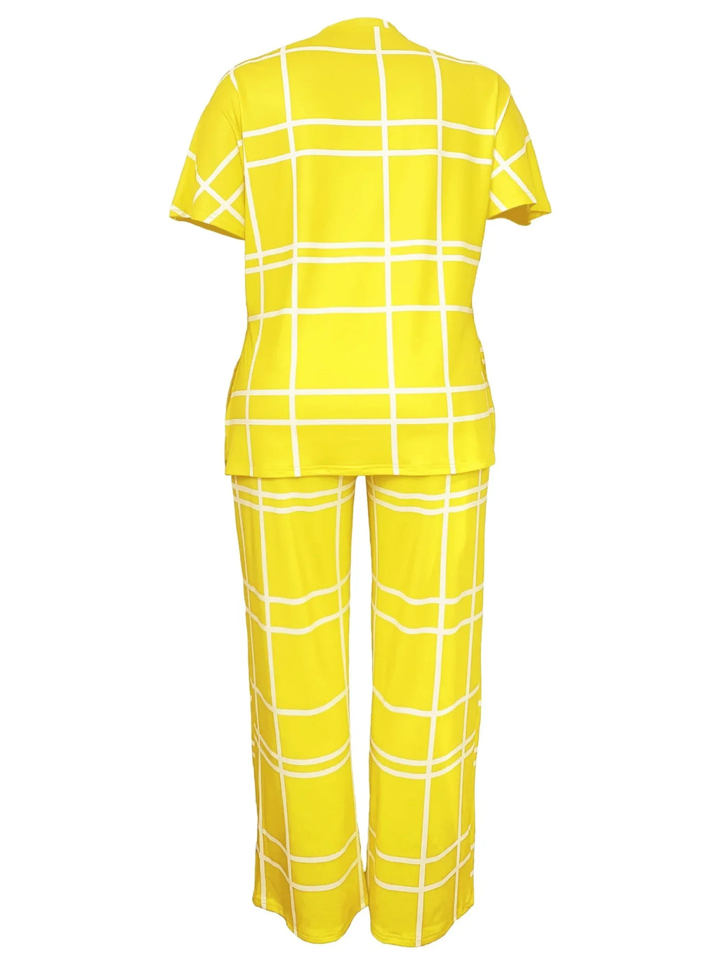 Elements Striped Grid Printed Casual Round Neck  Two Piece Set