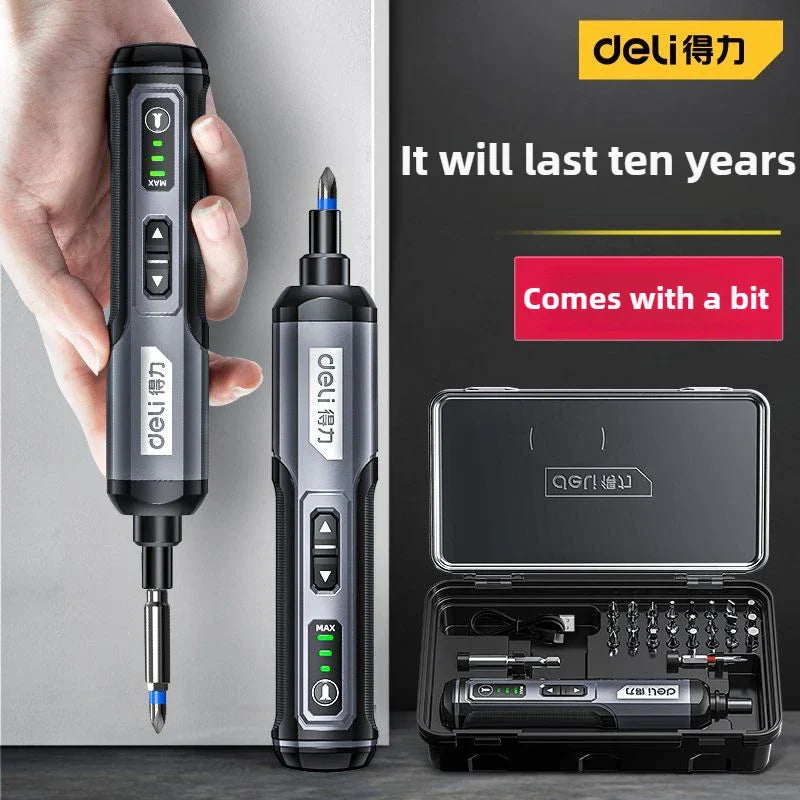 Deli Handheld Electric Screwdriver Lithium Charging Household Screwdriver Small Mini Electric Screwdriver Tool Set