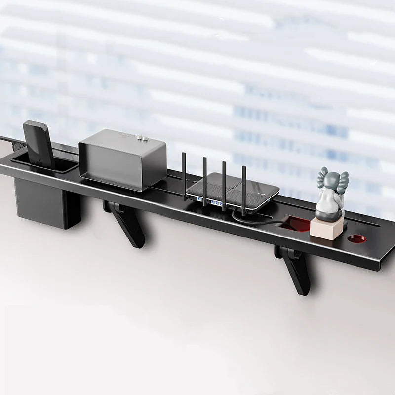 Adjustable TV Screen Top Shelf Computer Monitor Desktop Organizer Storage Rack TV Media Box, Router Shelf with 2 Storage Boxes