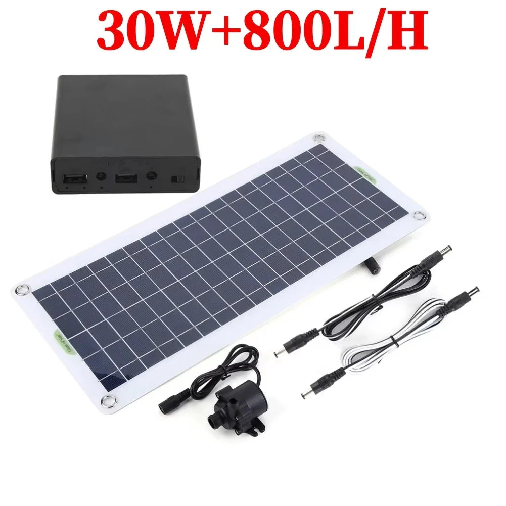 50W/30W/5W  DC 12V Low Noise Brushless Solar Water Pump Kit for Pool Black Outdoor Waterfall Fountain Garden Pool Pond Bird Bath