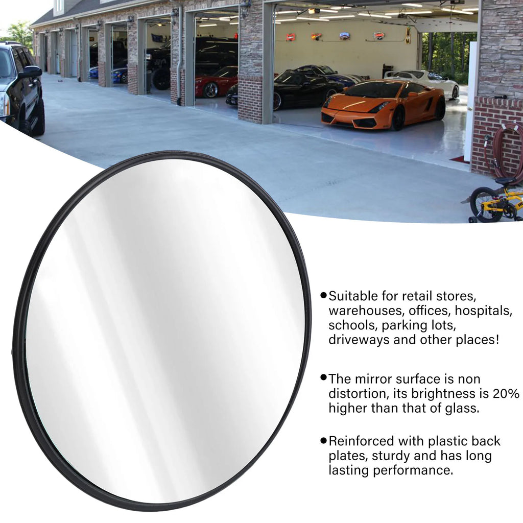 Curved Security Mirror Sturdy Backing Indoor Round Convex Mirror with Wall Mount Bracket for Garage Store Warehouse Parking Lot