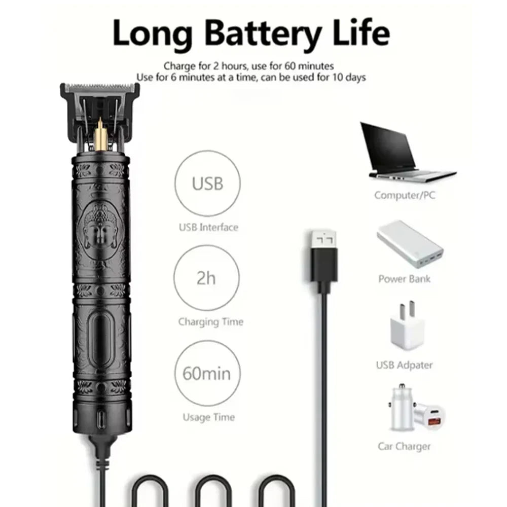 hiena Electric Hair Clipper UBS Rechargeable Cordless Beard Trimmer Men Powerful Electric Hair Clipper Trimming Tool