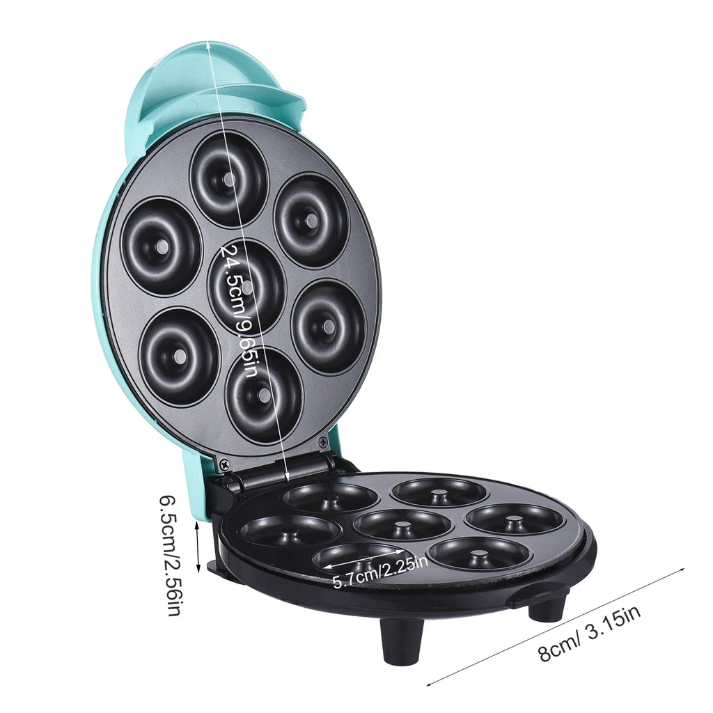 Donut Maker Machine 700W Double-sided Heating Non-stick Coating 7 Doughnuts Electric Donut Maker Machine for Breakfast Dessert