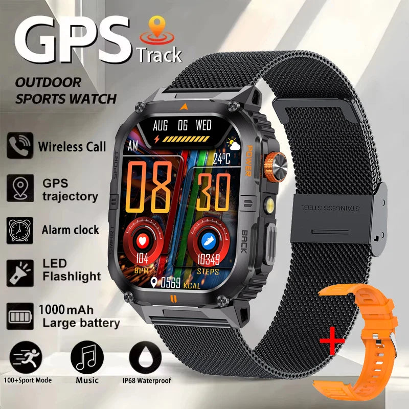 2026 New Smart Watch 2.00inch HD Display Bluetooth Call LED Flashlight Multiple Sports Modes Pedometer Men's Sports Smartwatch