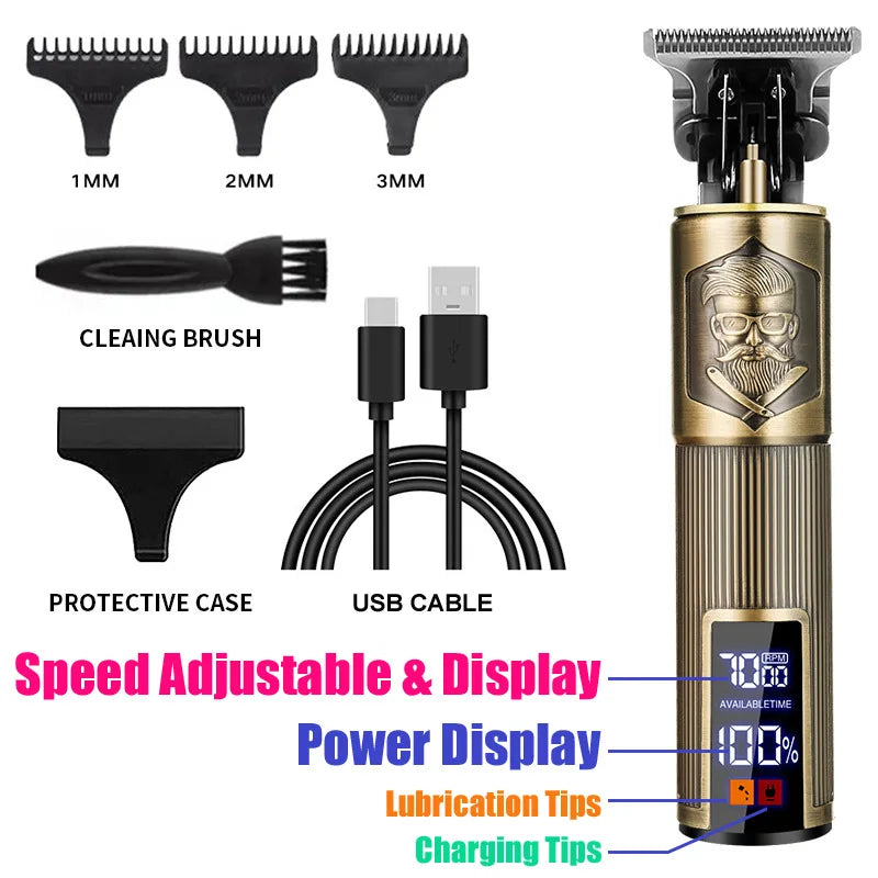 Carving T9 Vintage Professional Electric Hair Cutting Machine USB Rechargeable Portable Shaver Trimmer For Beard Care Best Gift