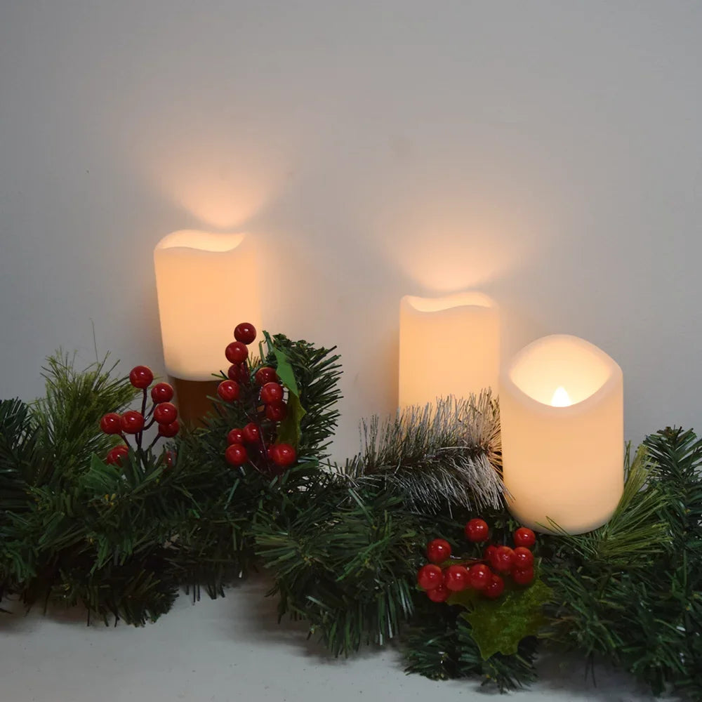 Flameless Cylindrical LED Candle Light, Waterproof Remote Control Battery Operated Night Lamp, Home Decoration