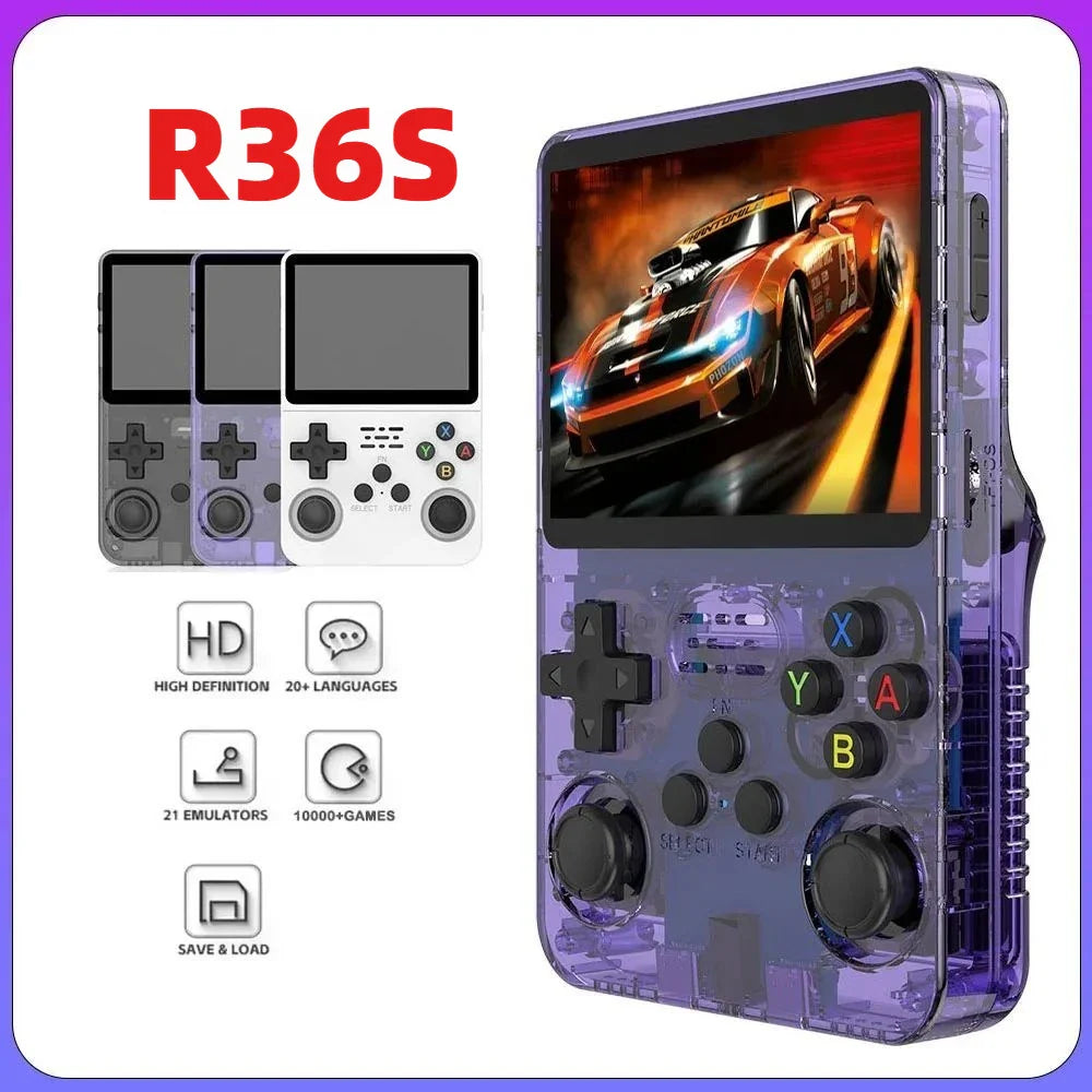 R36S Retro Handheld Game Console Linux System 3.5-inch IPS HD 4K With 64G 20000 Games Portable Pocket Game Console