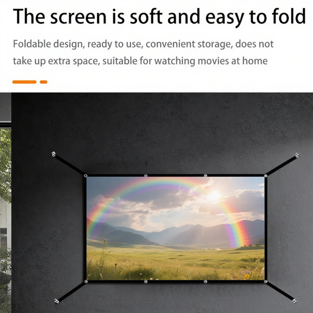 16: 9 portable foldable white soft screen, 60-150 inch high-definition wall mounted extended projection screen