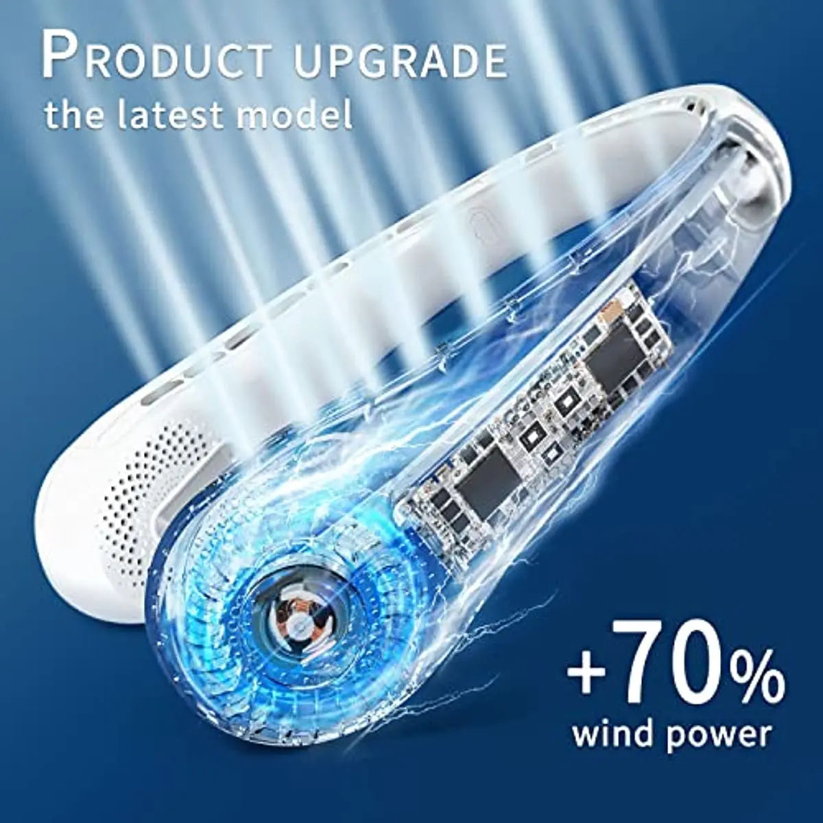 Portable Neck Fan 360° Cooling Portable Strong Wind Fan with Adjustable Speed 5200mah Rechargeable Mute Bladeless Neck Fan