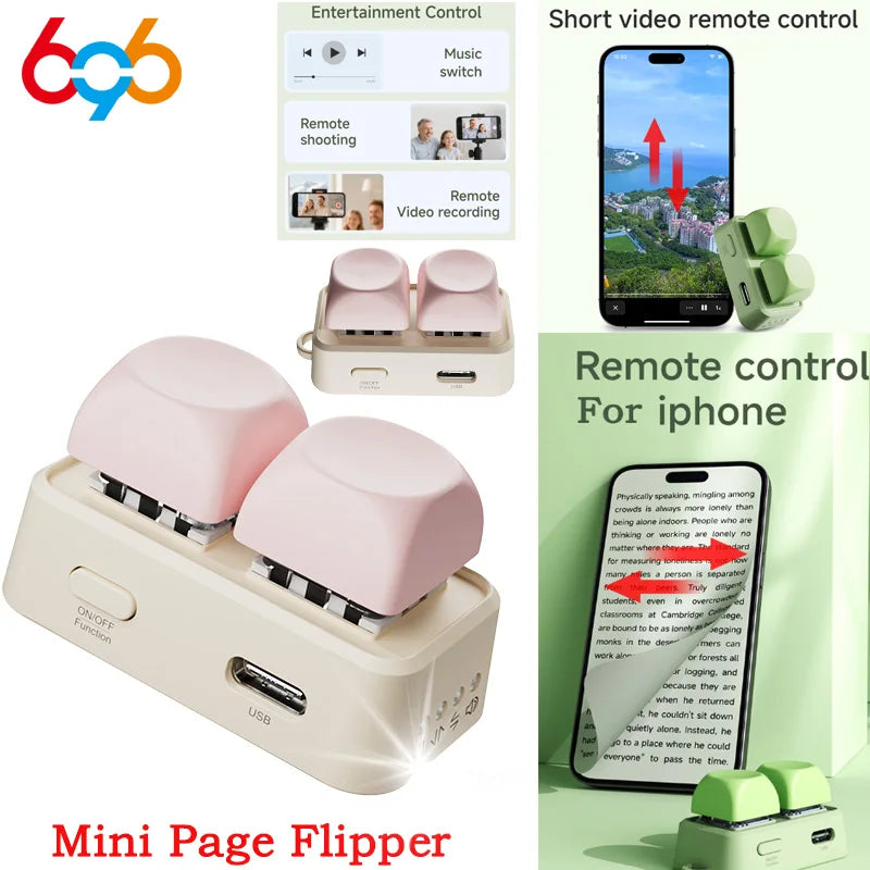 Office Portable Blue Tooth Remote Control Swipe Short Videos Mini Keypad Dual Button E-book Page Turner For Tablet Mobile Phone