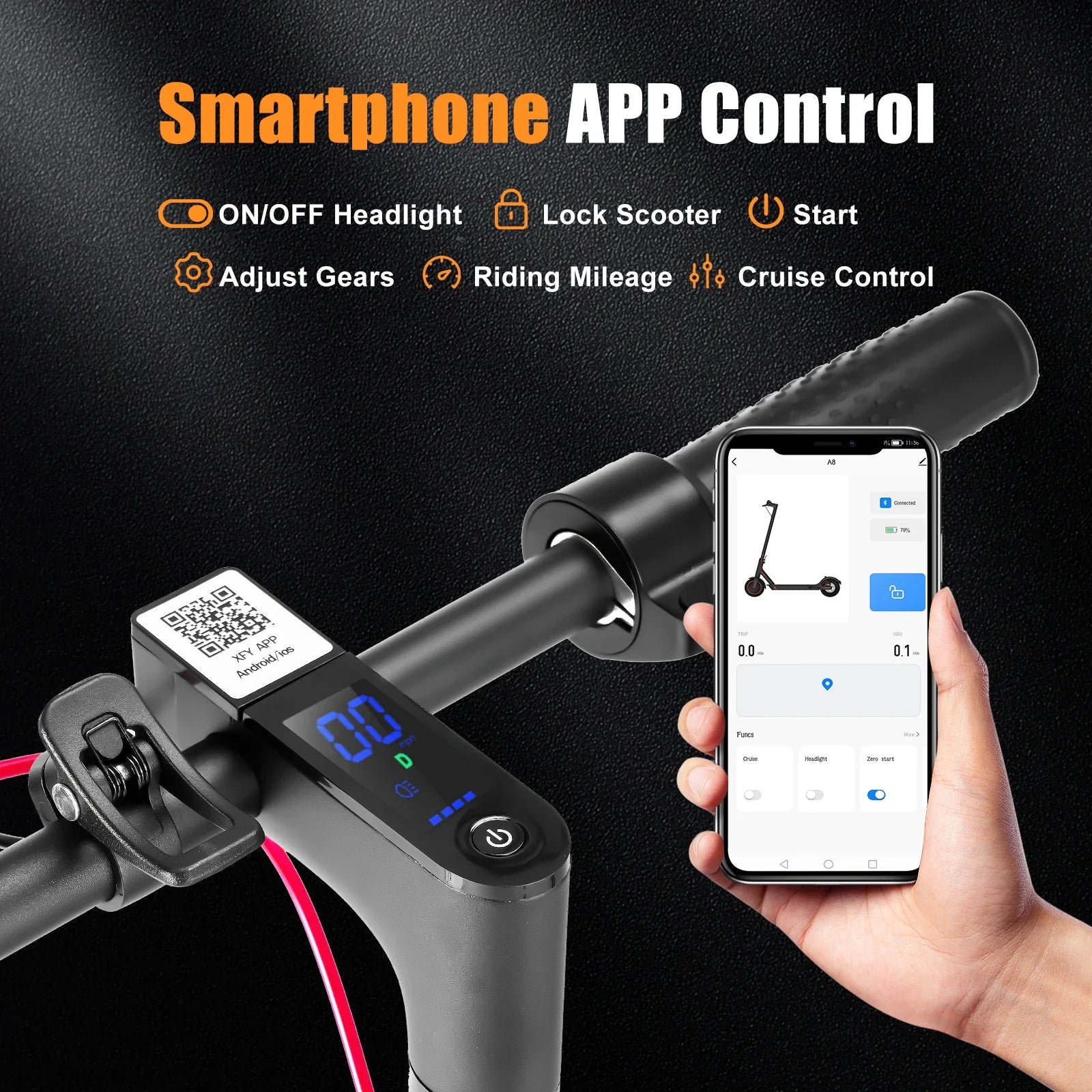 AiliFE Electric Scooter with Smart App 36V Battery 19Mph 350 Motor 8.5Inch Tyres Foldable Escooter