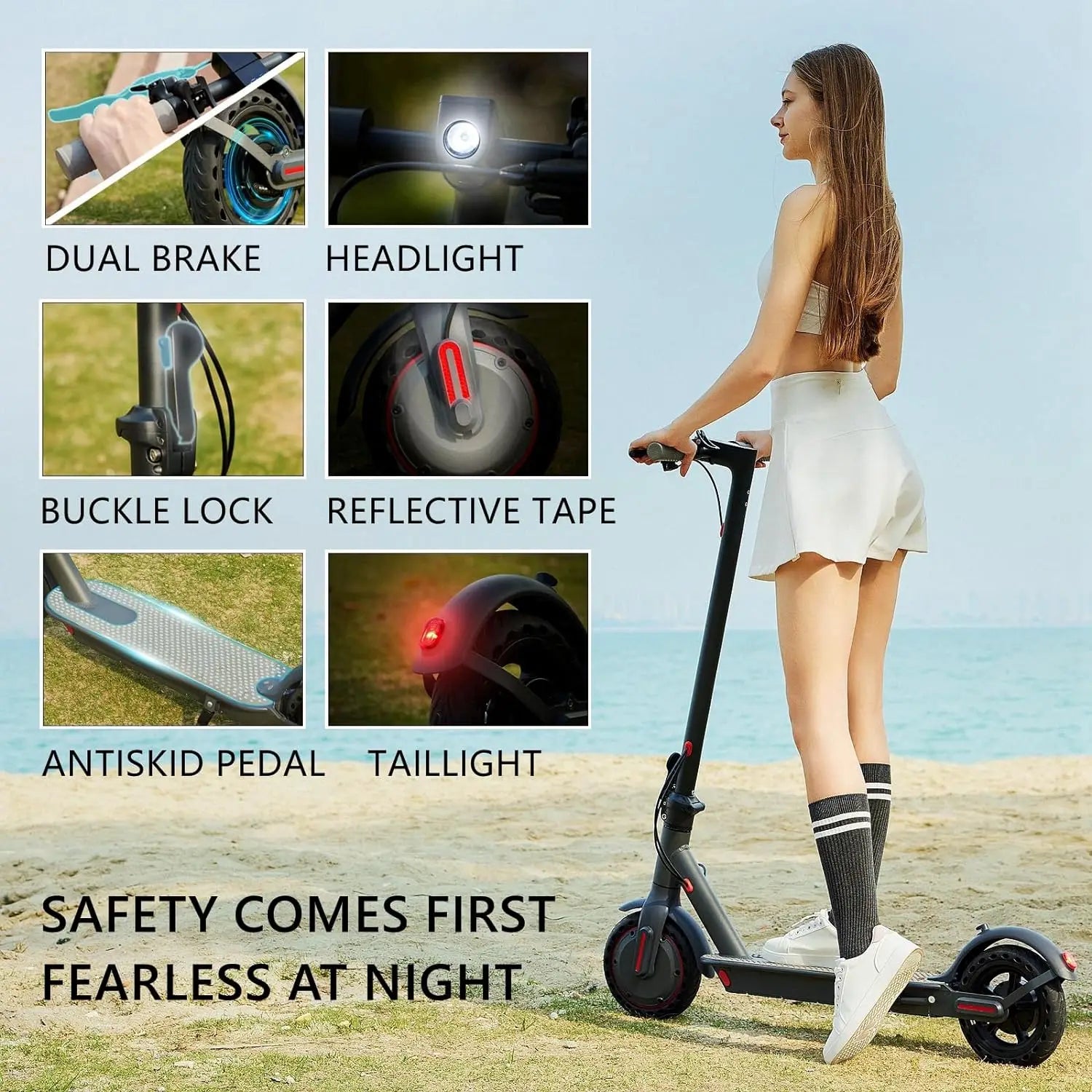 G5.0 Electric Scooter 36V High Capacity Battery 16Miles Long Range 19Mph 350W Motor 8.5Inch Tyres Foldable AOVOPRO Escooter