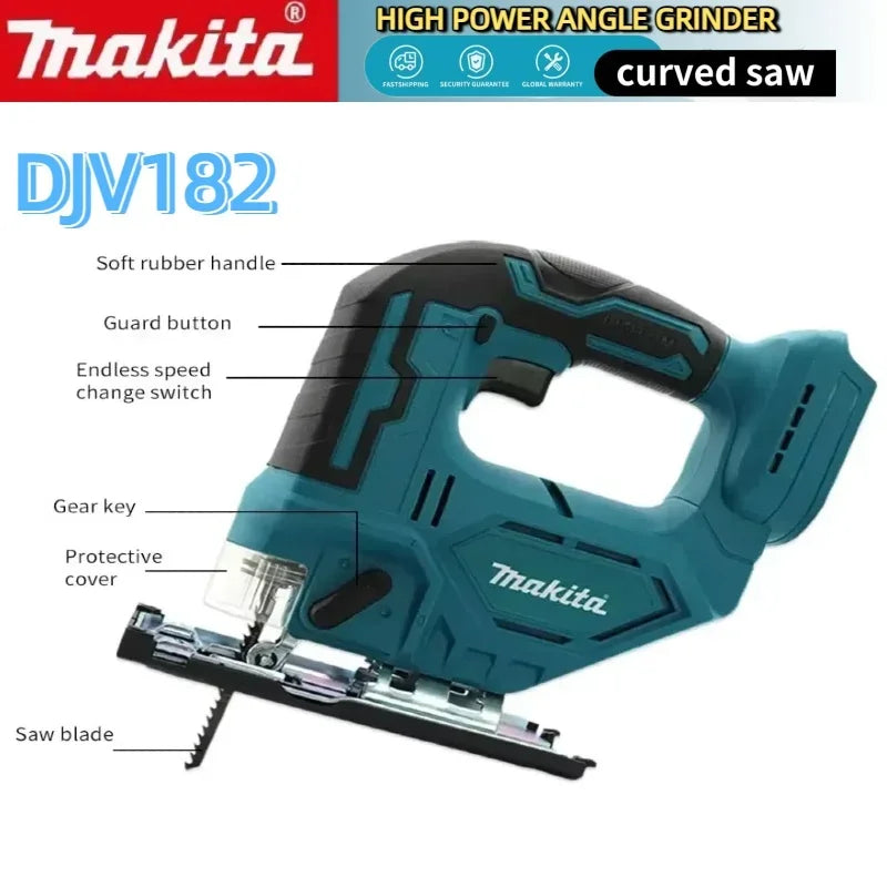 Makita DJV182Z Cordless Jigsaw:18V,300W,0-2700rpm,Stroke,±45° Cutting Angle,For Wood/Plastic/Metal Cutting Jobs