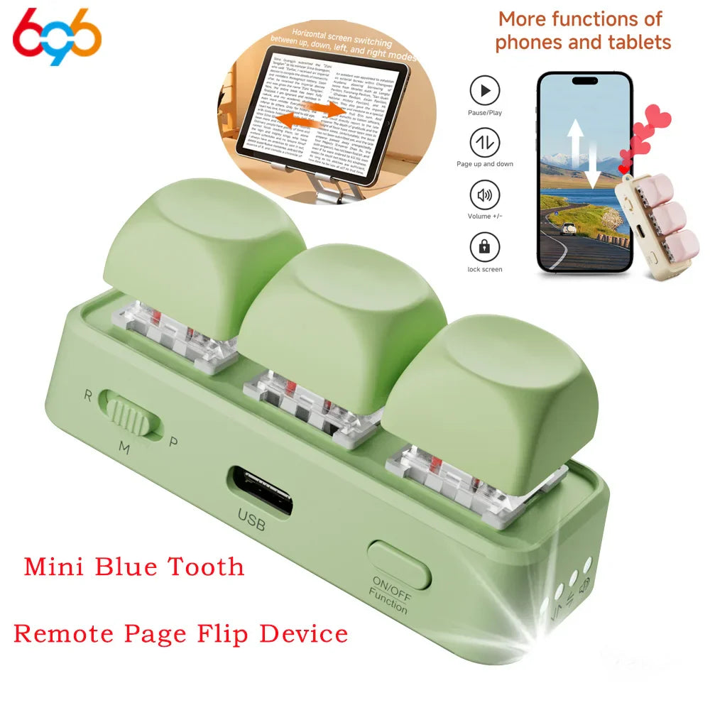 Multi-functional Keyboard Page Turner Short Video Slide PPT PDF Page Flipping Music Switch Take Photos Blue Tooth Remote Control