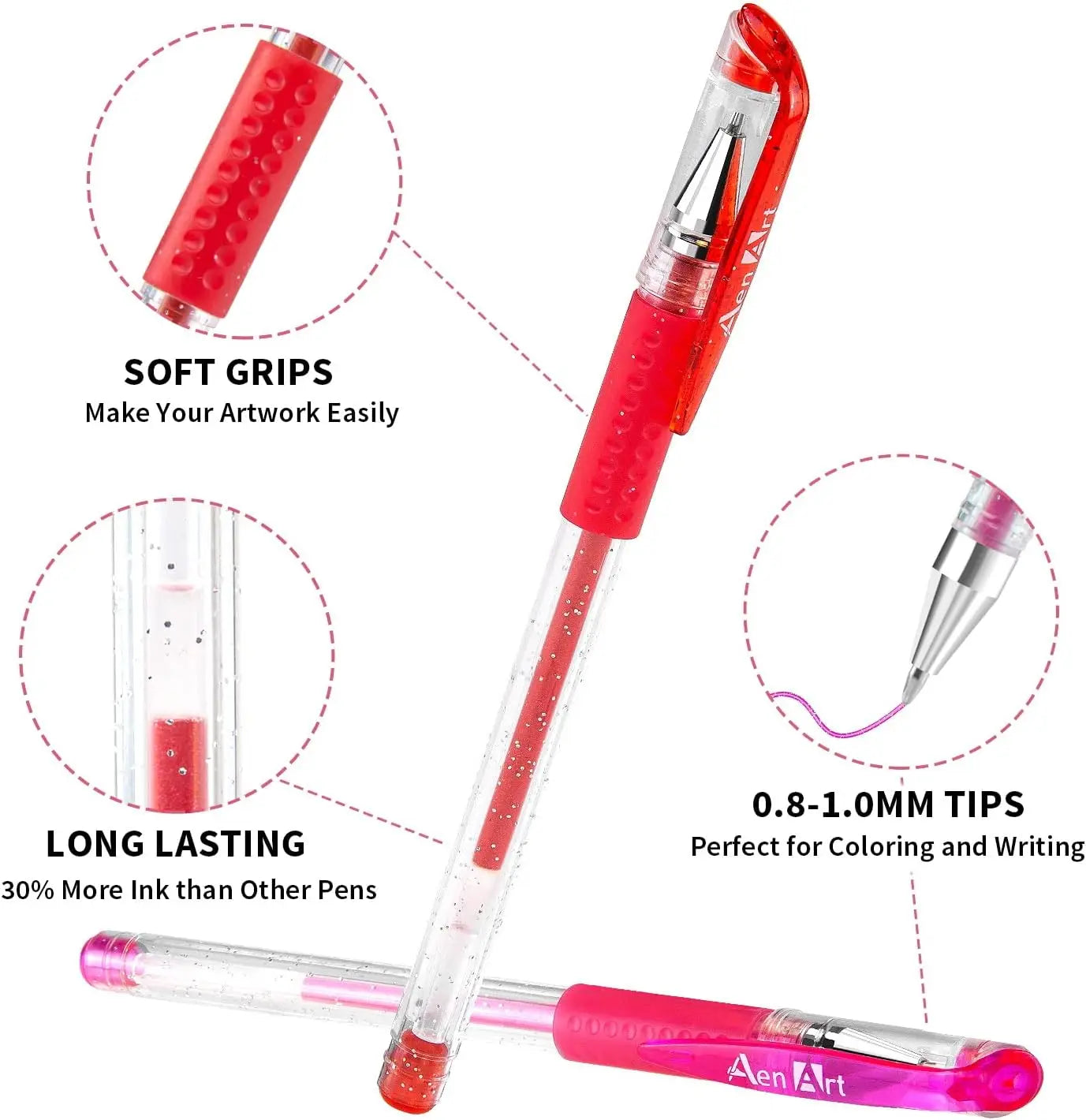 100-Color Glitter Gel Pen Set, Extra Ink for Adult Coloring Books, Journaling, Crafting & Drawing