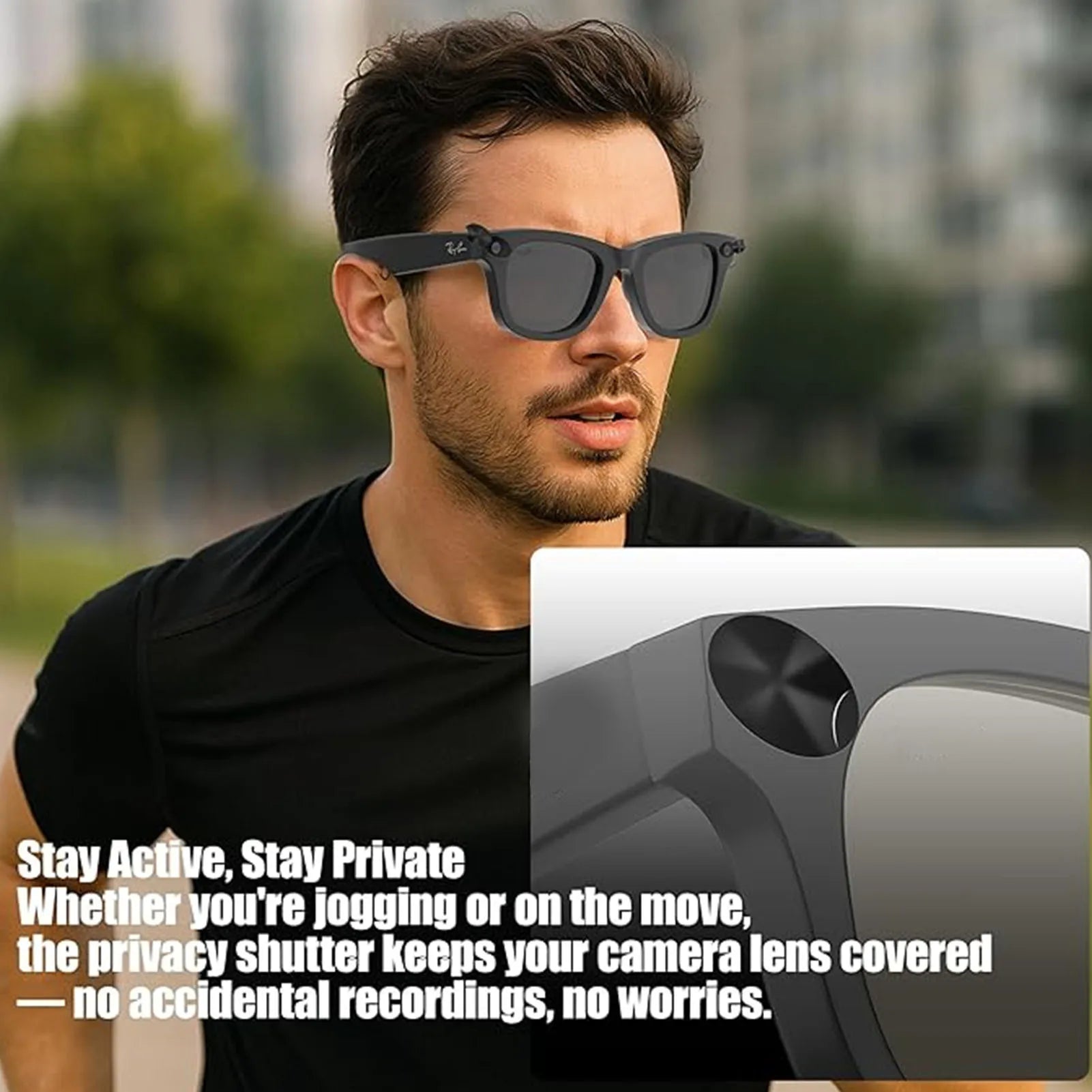 Smart Glasses LED Light Blocking Stickers Fit for Meta Sliding Reusable Adhesive Eyeglass Camera Cover Black