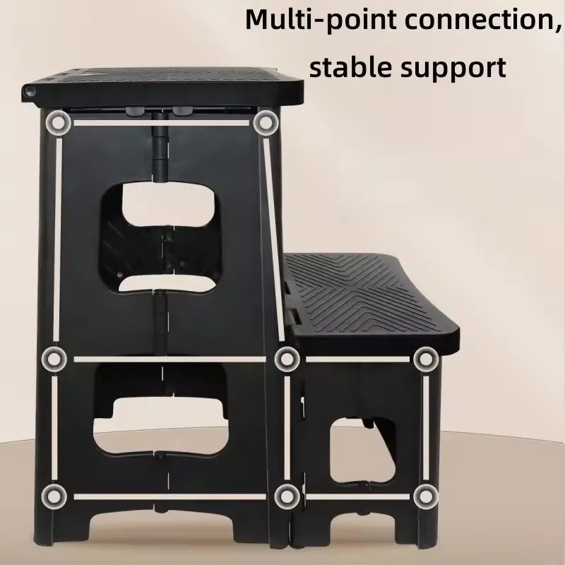 Household Two-Step Plastic Climbing Stool Step Height Stool Multifunctional Foldable Chair Car Wash Stool Stable And Non Slip