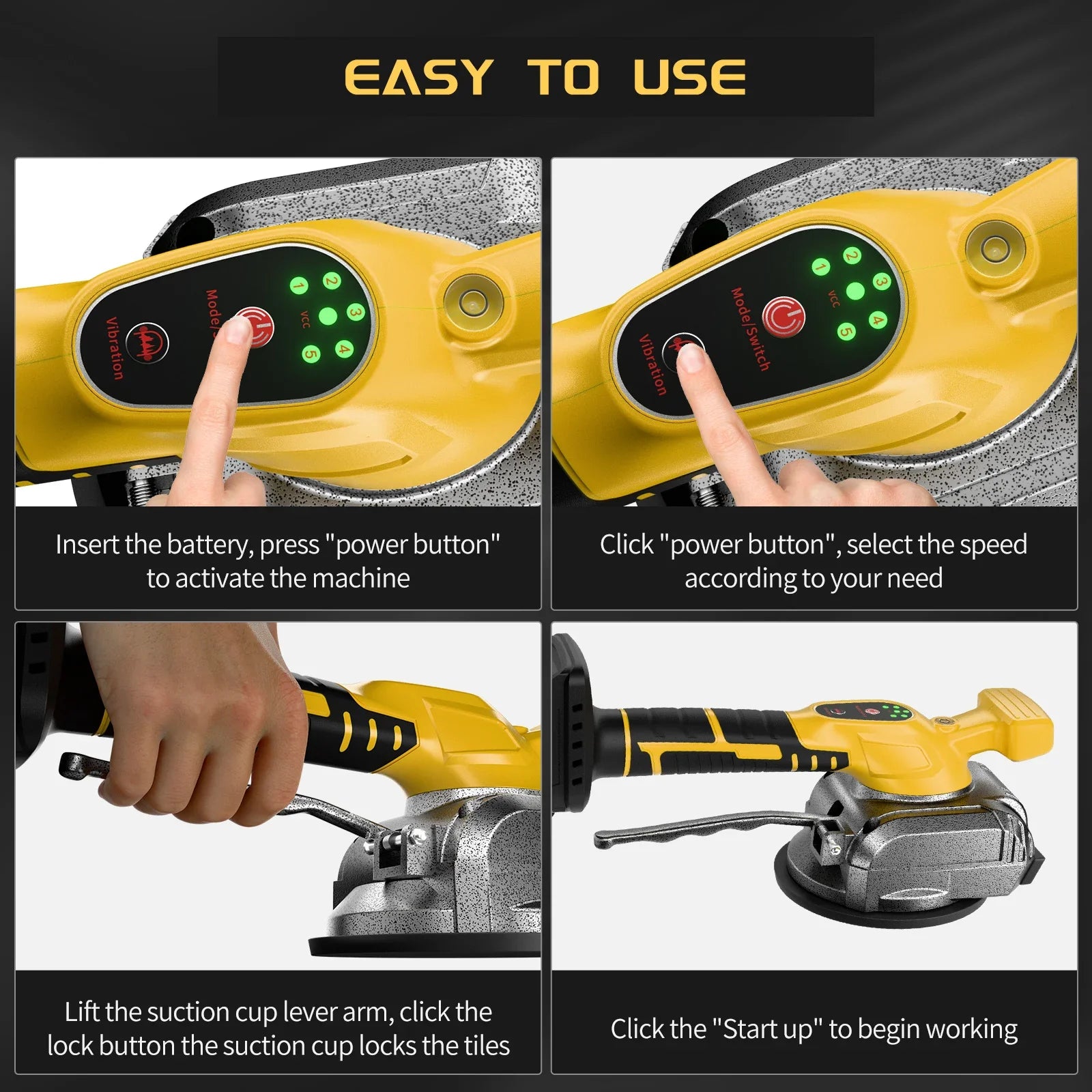 2026 Dewalt 20V Battery Tile Vibrating Tool Slip-proof Vibration Machine Suction Cup Vibrator Handheld Tiling Leveling Laying