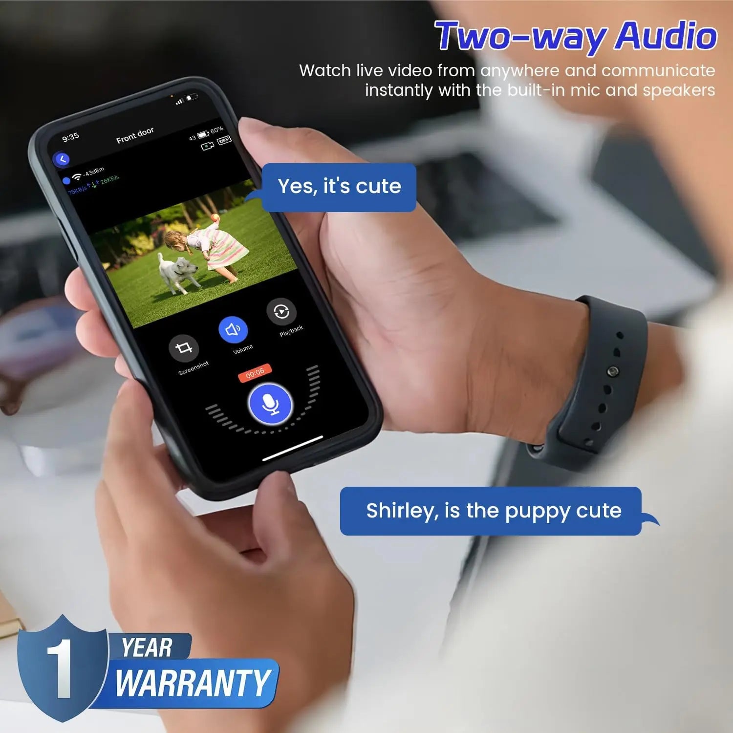 1080P Wireless Doorbell Camera with Night Vision, AI Detection, 2-Way Audio & Real-Time Alerts