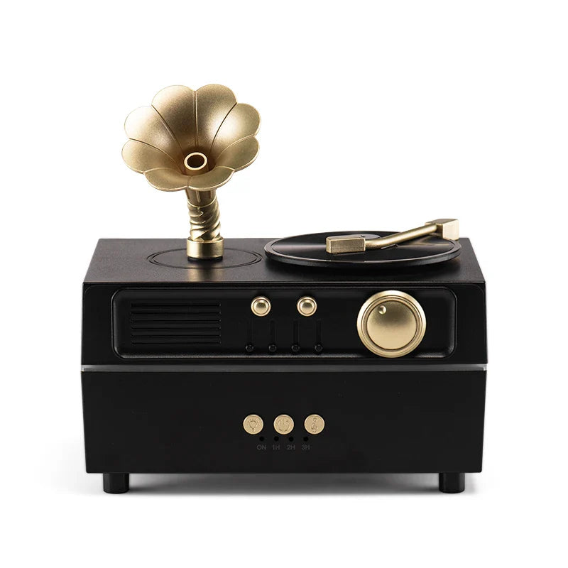 Phonograph Retro Style Aromatherapy Diffuser 7 Color Atmosphere Light Effects 3 Gear Timing Used For Indoor Humidification