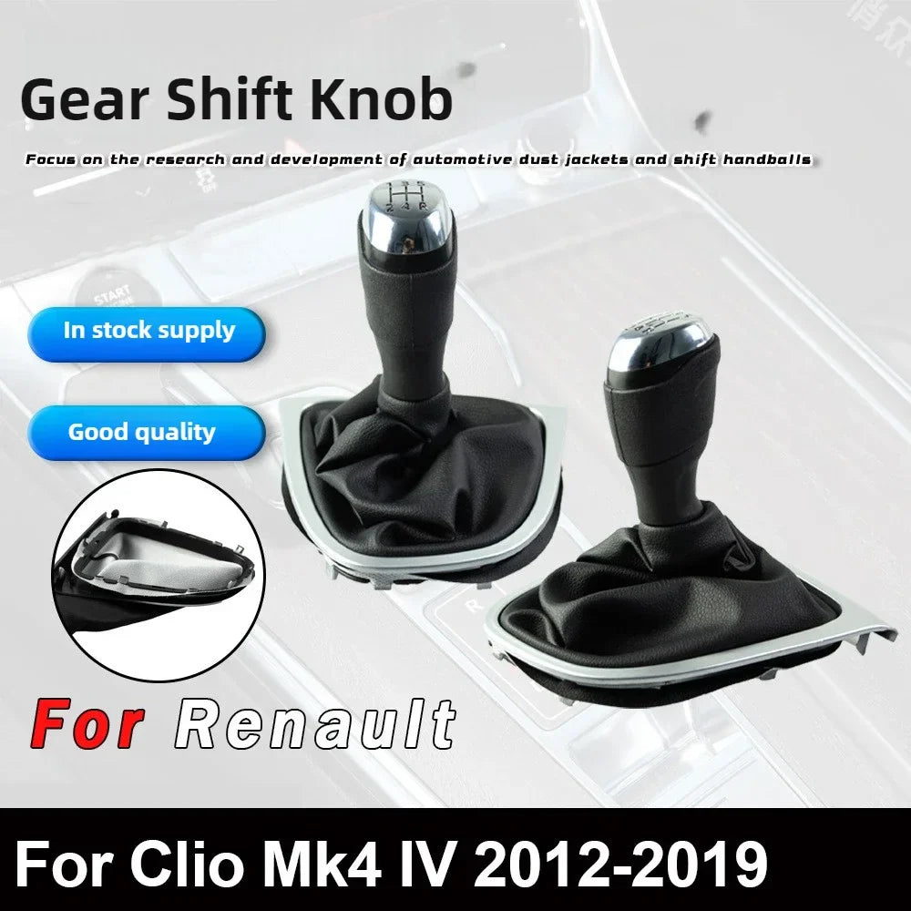 For Renault Clio 4 IV MK4 2012-2019 LHD 5/6 Speed Gear Shift Knob Gaiter Boot Cover Stick Change Head with Gearbox Dust Cover