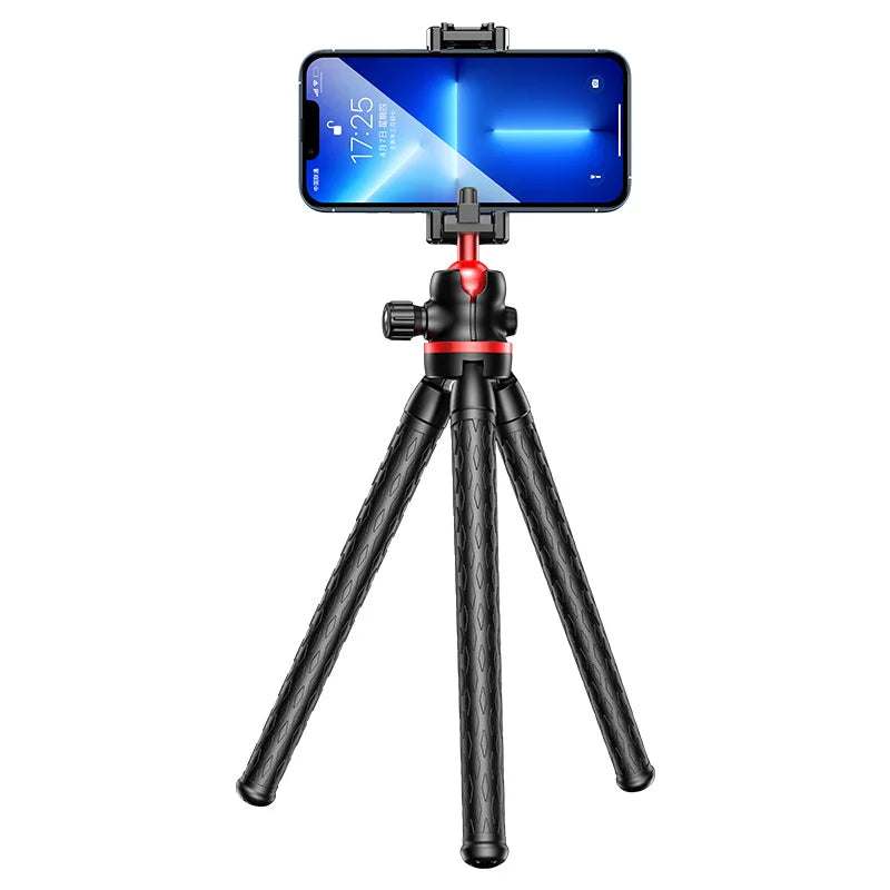 Roreta Flexible Octopus Tripod with microphone for Phone Camera DSLR 2in1 Design With Phone Holder Side Cold Shoe 1/4'' Screw