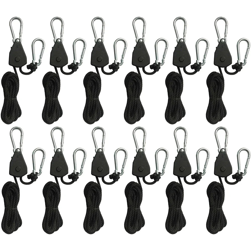 1/2/4/6/8/10/12/14/16pcs Hanger Pulley Ratchets Kayak Rope 1.6M Rope Pulley Ratchet Locking Hanger Sky Curtain Tent for Camping