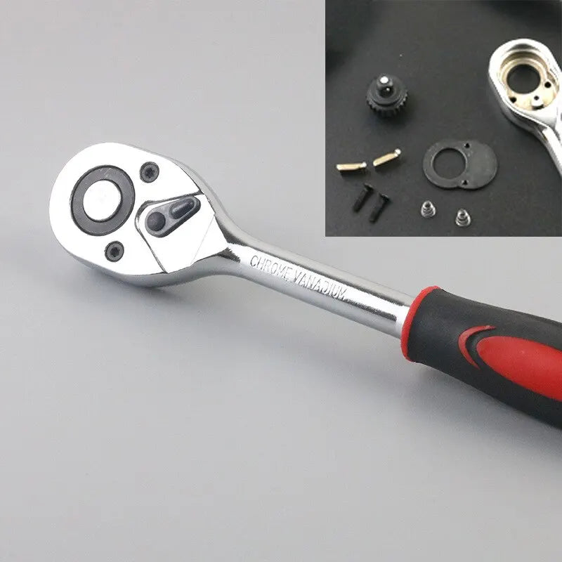 46-Piece Car Repair Tool Set 1/4-Inch Socket Set Car Repair Tools Pry Ratchet Torque Wrench Combo Auto Maintenance Tools