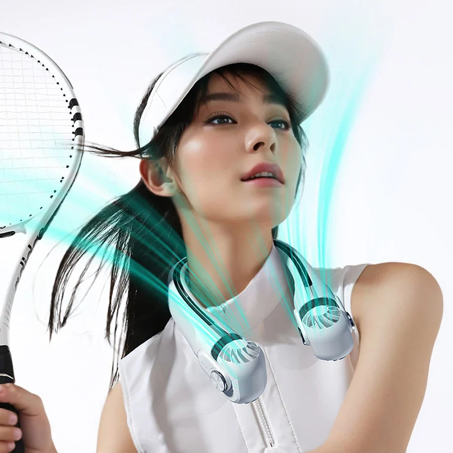 2025 New Portable Neck Fan, 360°surrounding Air Supply, 2400mAh Capacity Battery, Wearable Neck Fan Rechargeable for Outdoor Use