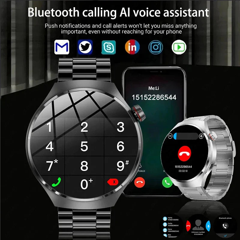 2025 New Watch 4 Pro GPS NFC Smart Watch Men 360*360 AMOLED Screen Heart Rate Bluetooth Call Waterproof Sports Man Smartwatch