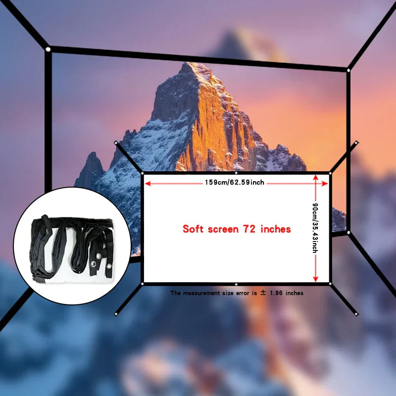 Extended soft screen 60 inches/72 inches/84 inches/100 inches/120 inches/150 inches. Multiple sizes to choose from.