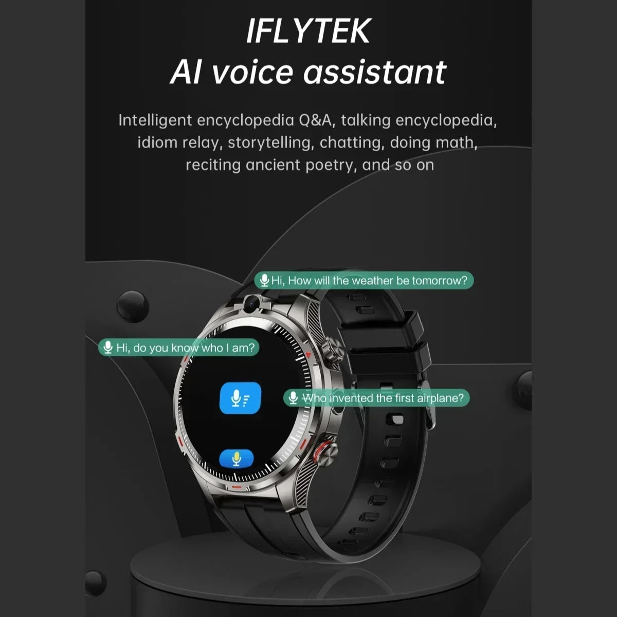 LW12 New Android Smartwatch 8GB+128GB Storage 4G SIM Calling Dual Camera Video Chat Sports Mode WiFi+GPS Unisex for Students