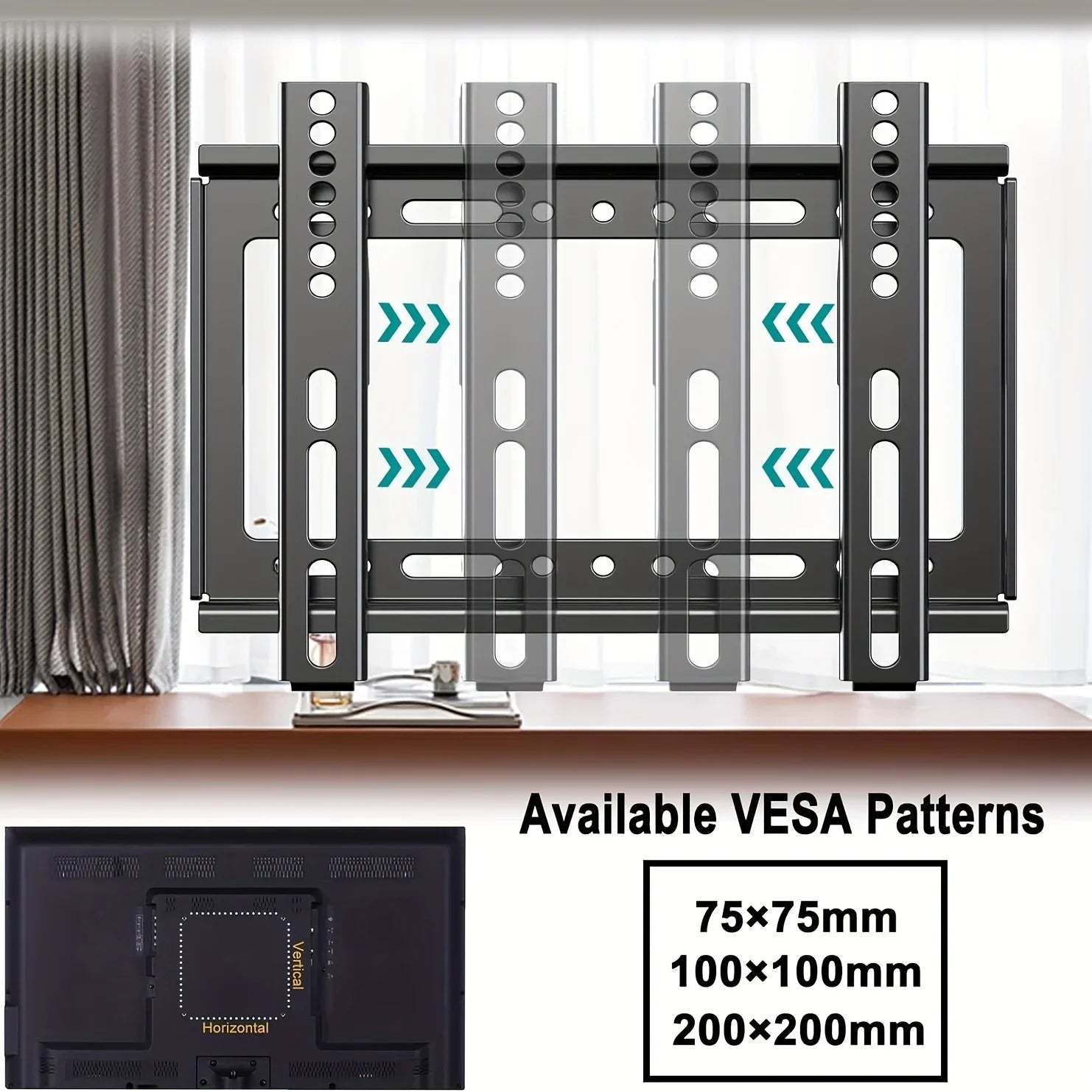 TV Wall Mount Fixed for Most 14"-32" Flat/Curved TVs with Max VESA 200X200mm up to 55Lbs Space Saving Universal TV Bracket
