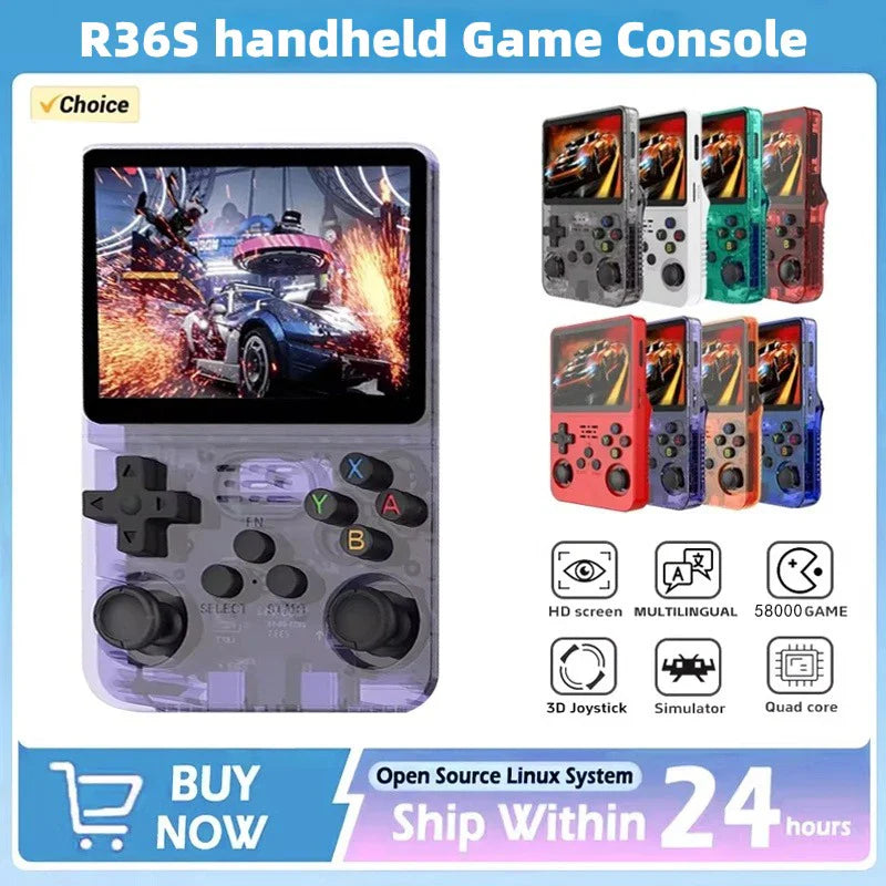 R36S Retro Handheld Console 3 5 Inch IPS Screen 64GB 128GB 256GB Portable Gaming Device with Built in Games