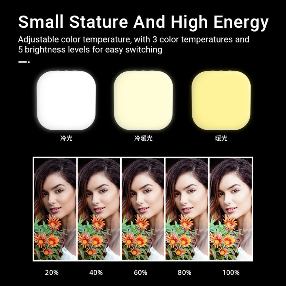 New Arrival Mini Magnetic Fill Light 1000mah Rechargeable Tri-color Temperature Selfie Light With Light Clip