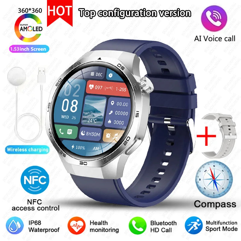 2025 New BOXUXING Watch 5 MAX Smart Watch AMOLED Screen NFC GPS Tracker Bluetooth Call Health Waterproof Smartwatch Men Women
