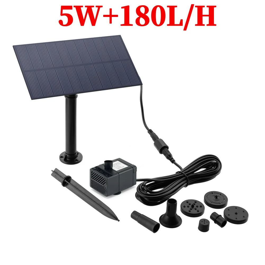 50W/30W/5W  DC 12V Low Noise Brushless Solar Water Pump Kit for Pool Black Outdoor Waterfall Fountain Garden Pool Pond Bird Bath