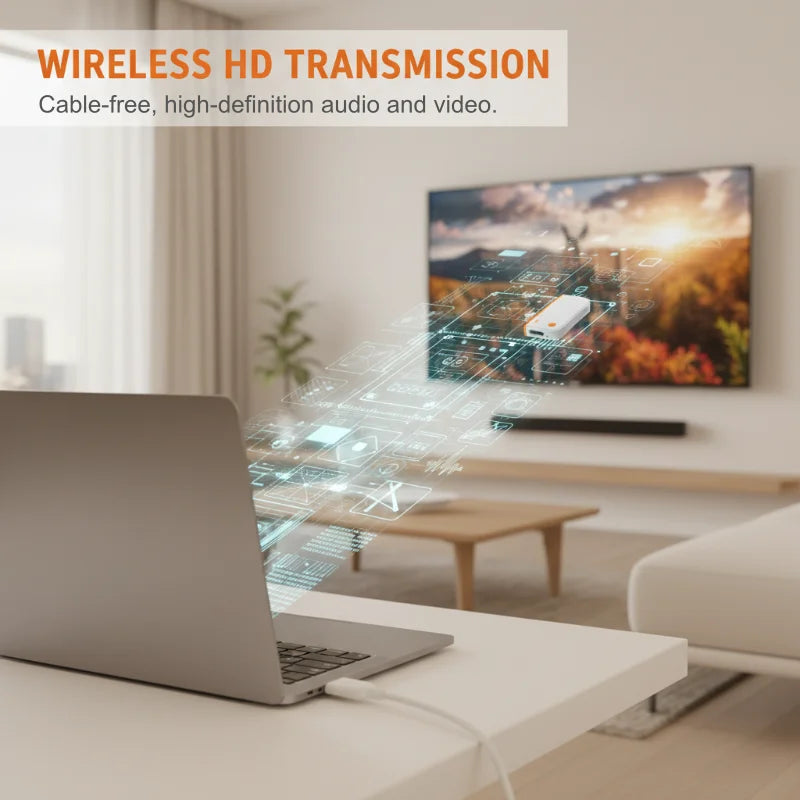 50M Type C Compatible Wireless HDMI Transmitter Receiver Extender Adapter TV Stick Dongle for PC Phone Laptop TV Monitor