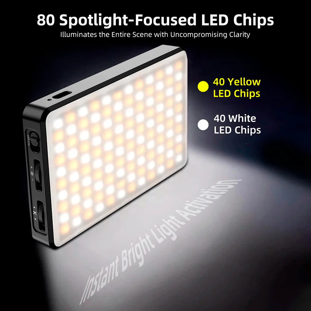 80pcs LED 1500Mah Rechargeable Clip Video Light Adjusted 3 Light Modes for iPad Laptop Makeup Selfie Vlog Live Stream