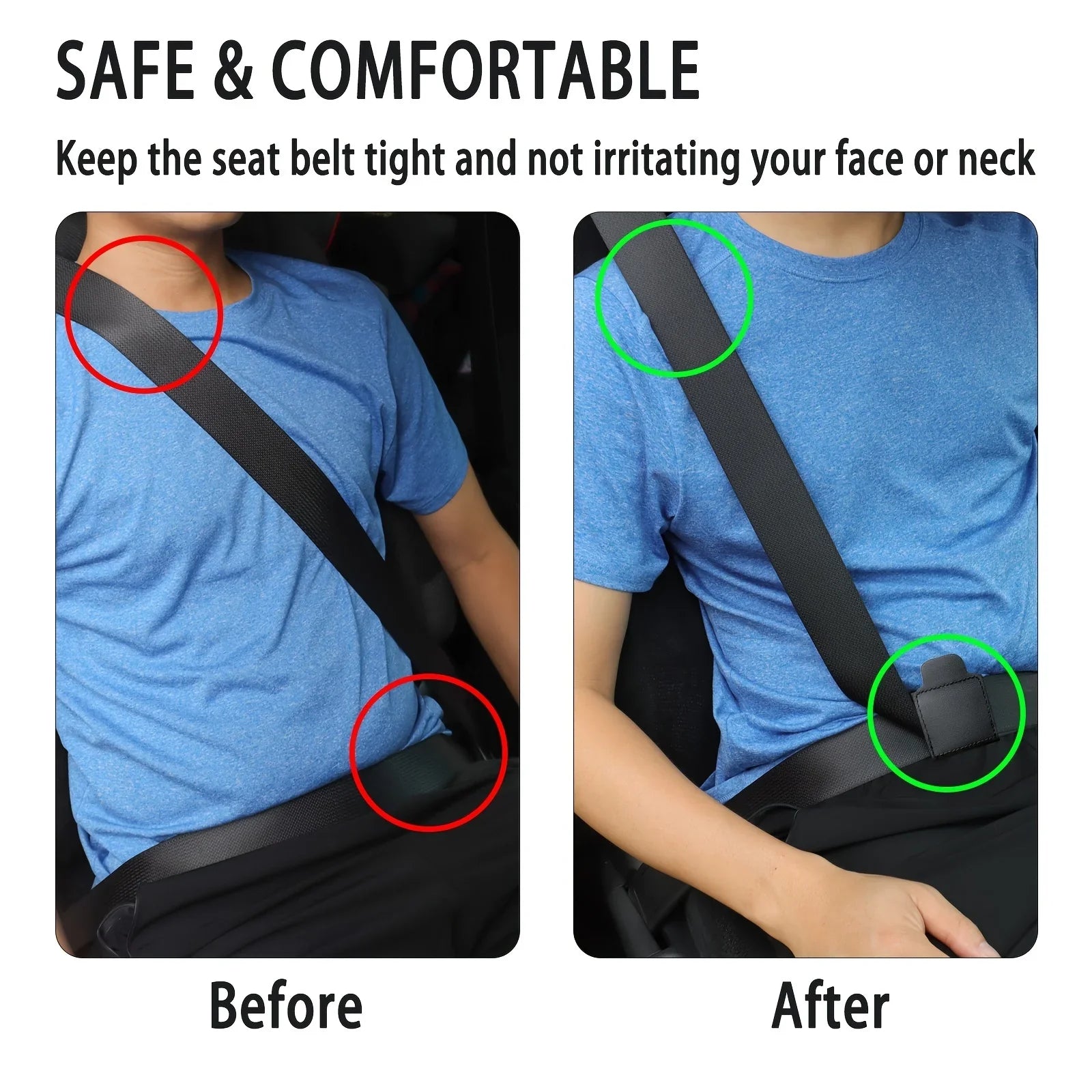 Kcimo PU leather Car seat belt adjuster Black seat belt limiter fixed clip anti-stretching neck Child Protection Car-Styling