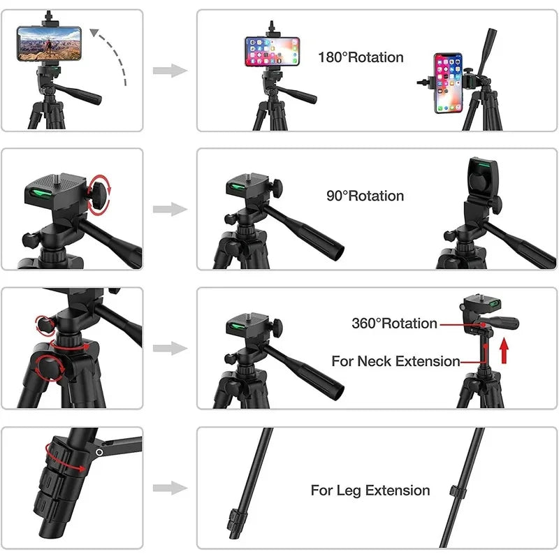 Bluetooth Remote Control Phone Tripod Stand Portable Lightweight Camera Tripod for Stable Video Photography and Mobile Holder