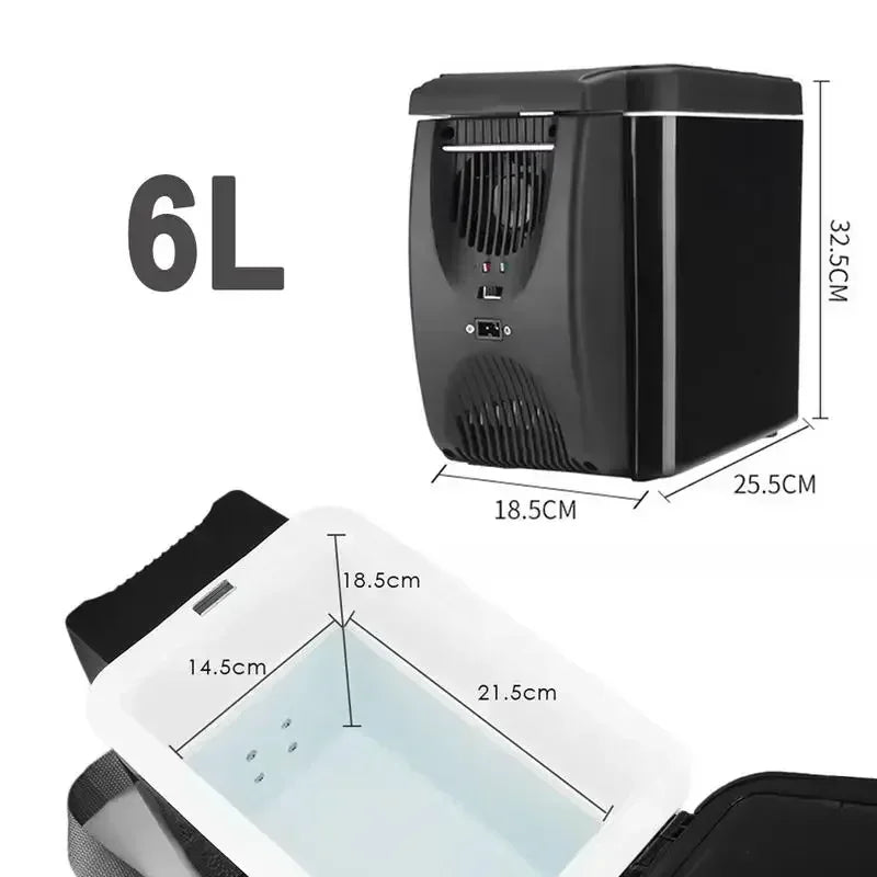 Car Refrigerator Mini Fridge Portable Freezer 12V DC Refrigerator Plug In Cooler Refrige 6L Thermoelectric Cooler For Fruits