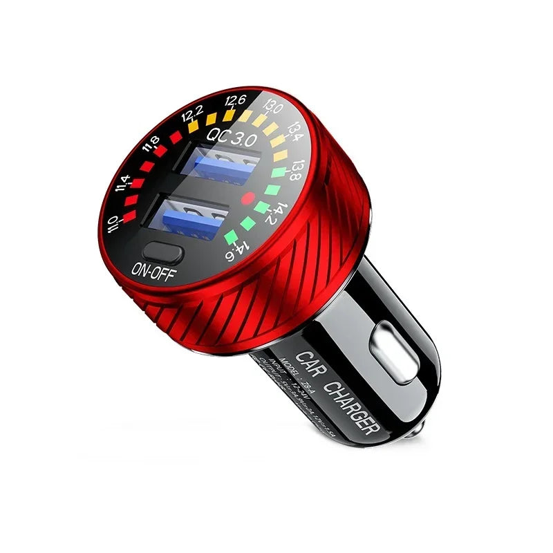 12 24V  With Touch Switch Color Screen Dual USB Car Charger QC 3.0 Waterproof 18W Fast Charging Marquee Light Car Charger