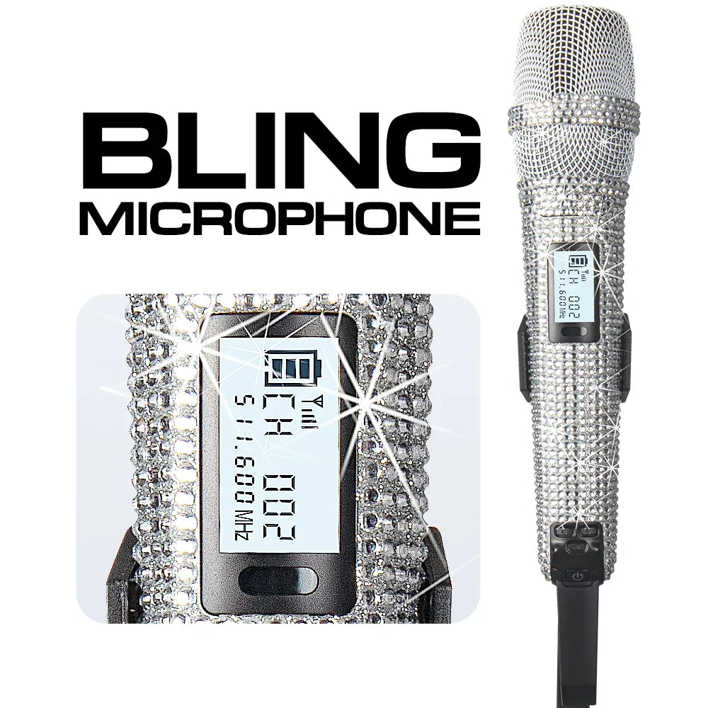 Wireless Karaoke Mic SKM9000 Custom Diamond-Encrusted  Microphone For Live Streams  Karaoke Shining Stage Essential