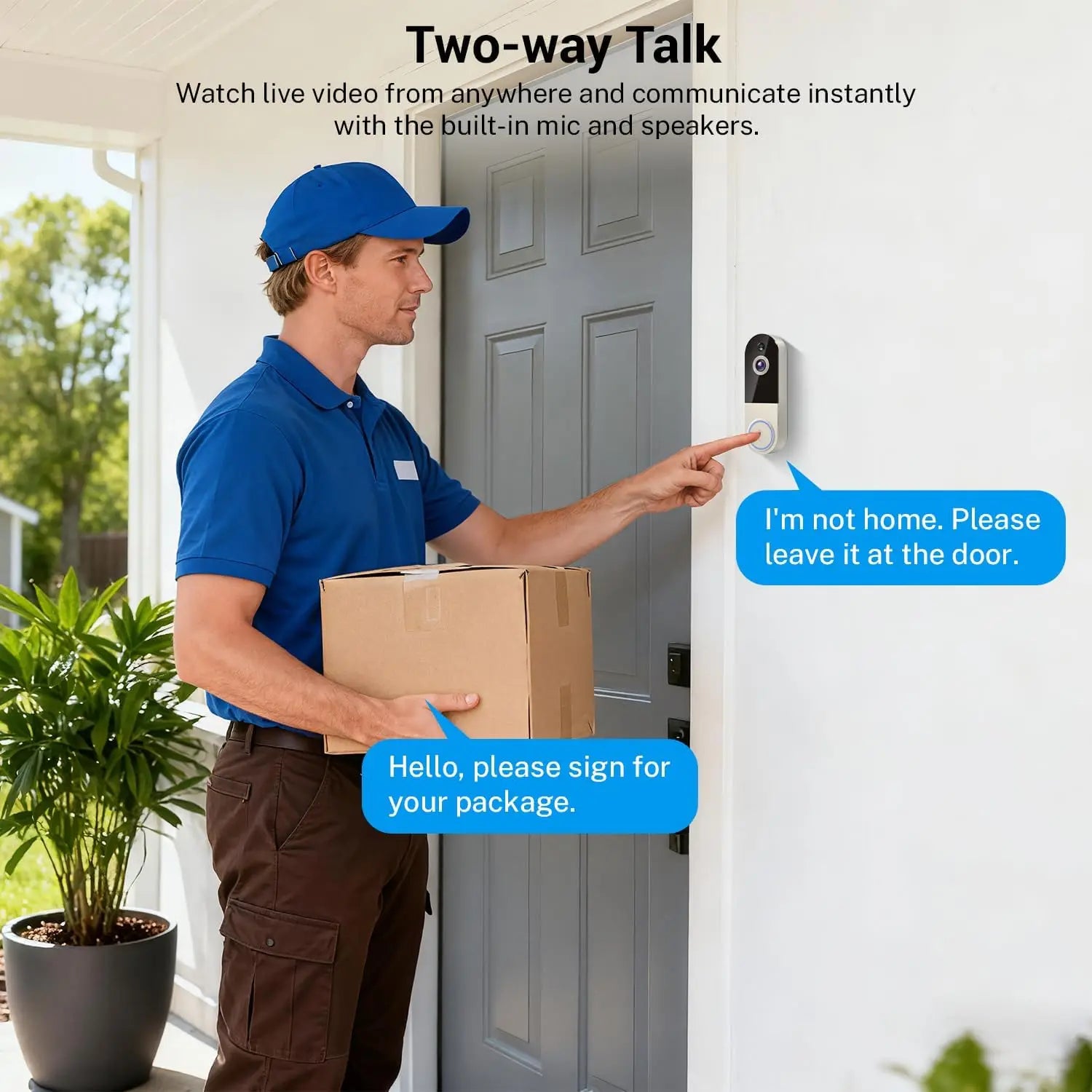 Rechargeable Wireless Doorbell Camera with 1080P, Night Vision, AI Detection & Cloud Storage