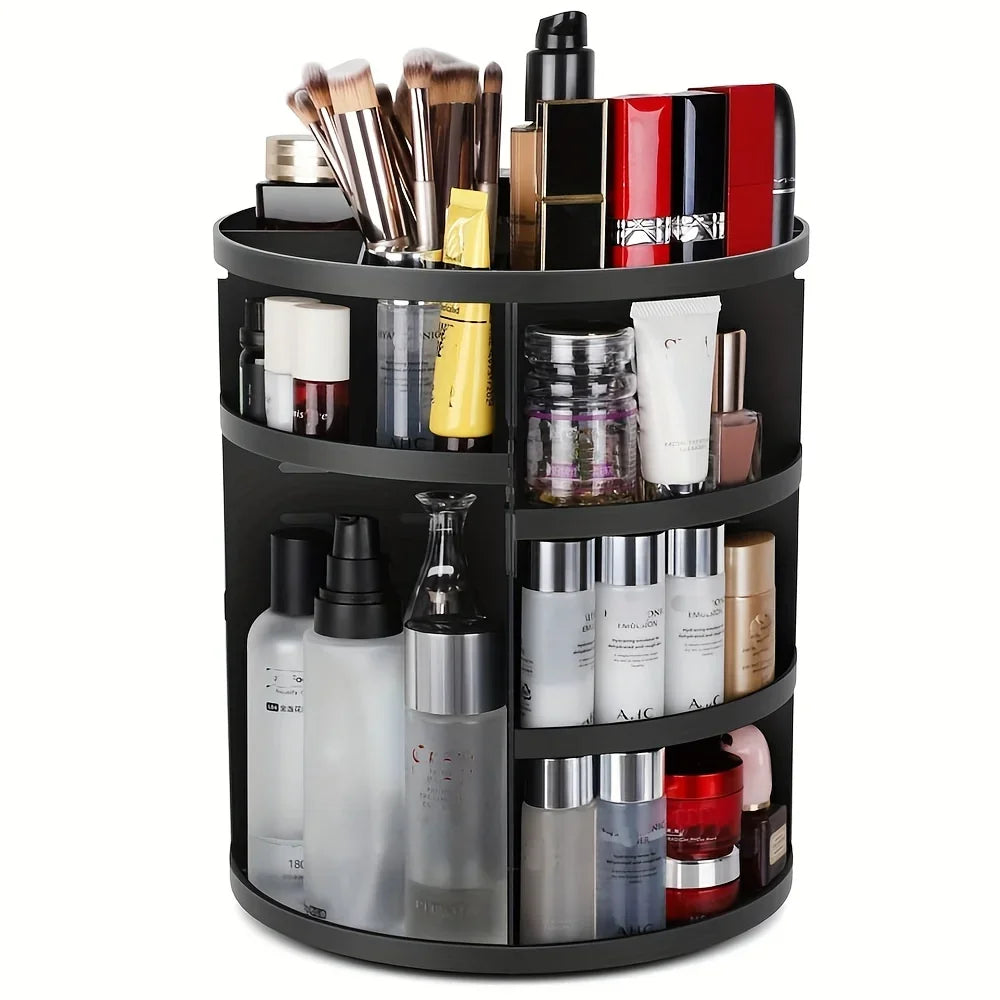 New Transparent Cosmetics Organizer, 360° Rotating - Countertop Rotating Storage Rack, Must-Have for Bathroom/Cosmetic Storage