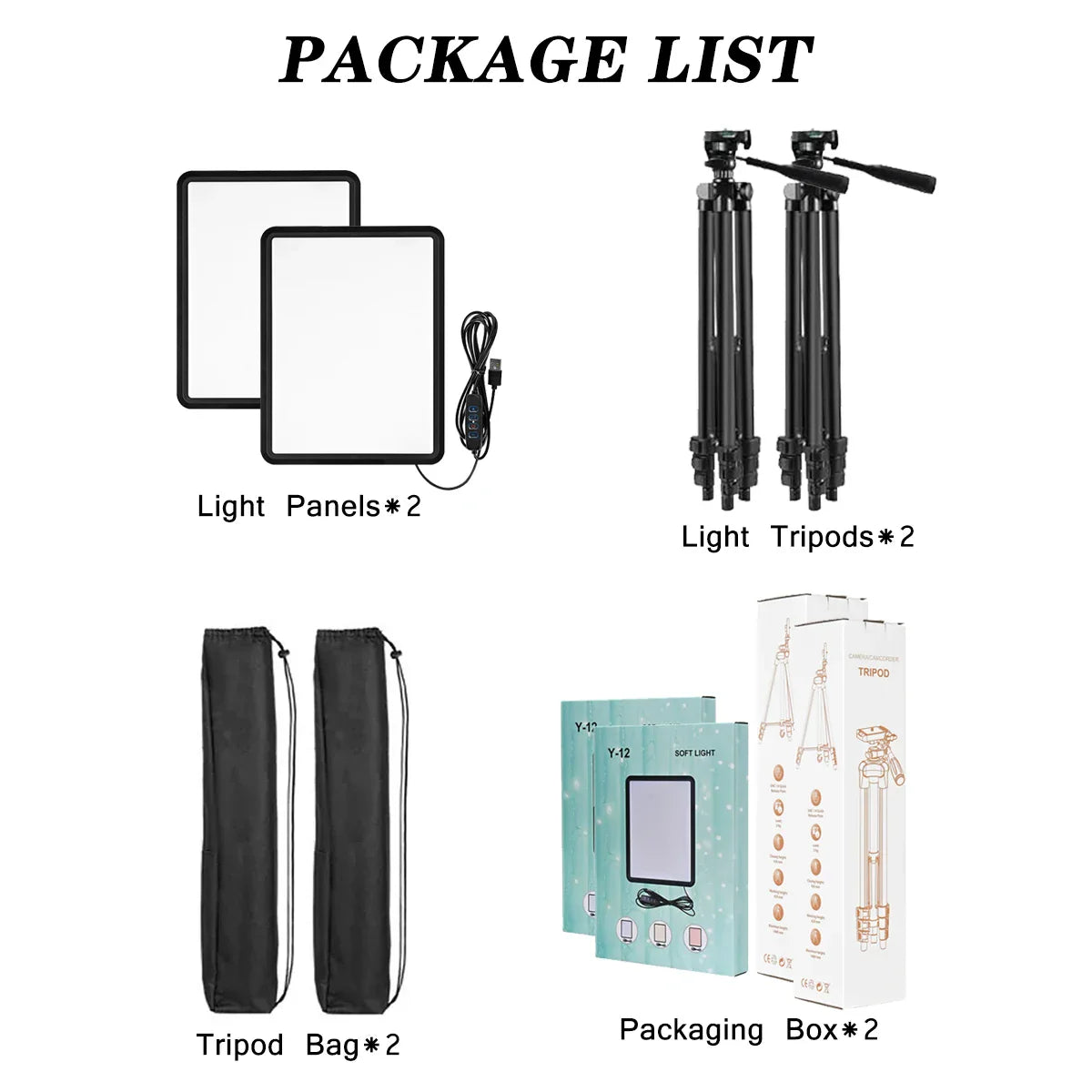 XRDKJ 2-Pack LED Video Light Kit, Studio Light, 2800-6500K Dimmable Photography Lighting Kit with 57 Inch Extendable Tripod